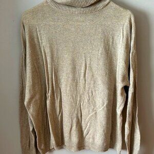 Beige Mock Neck Knit Sweater